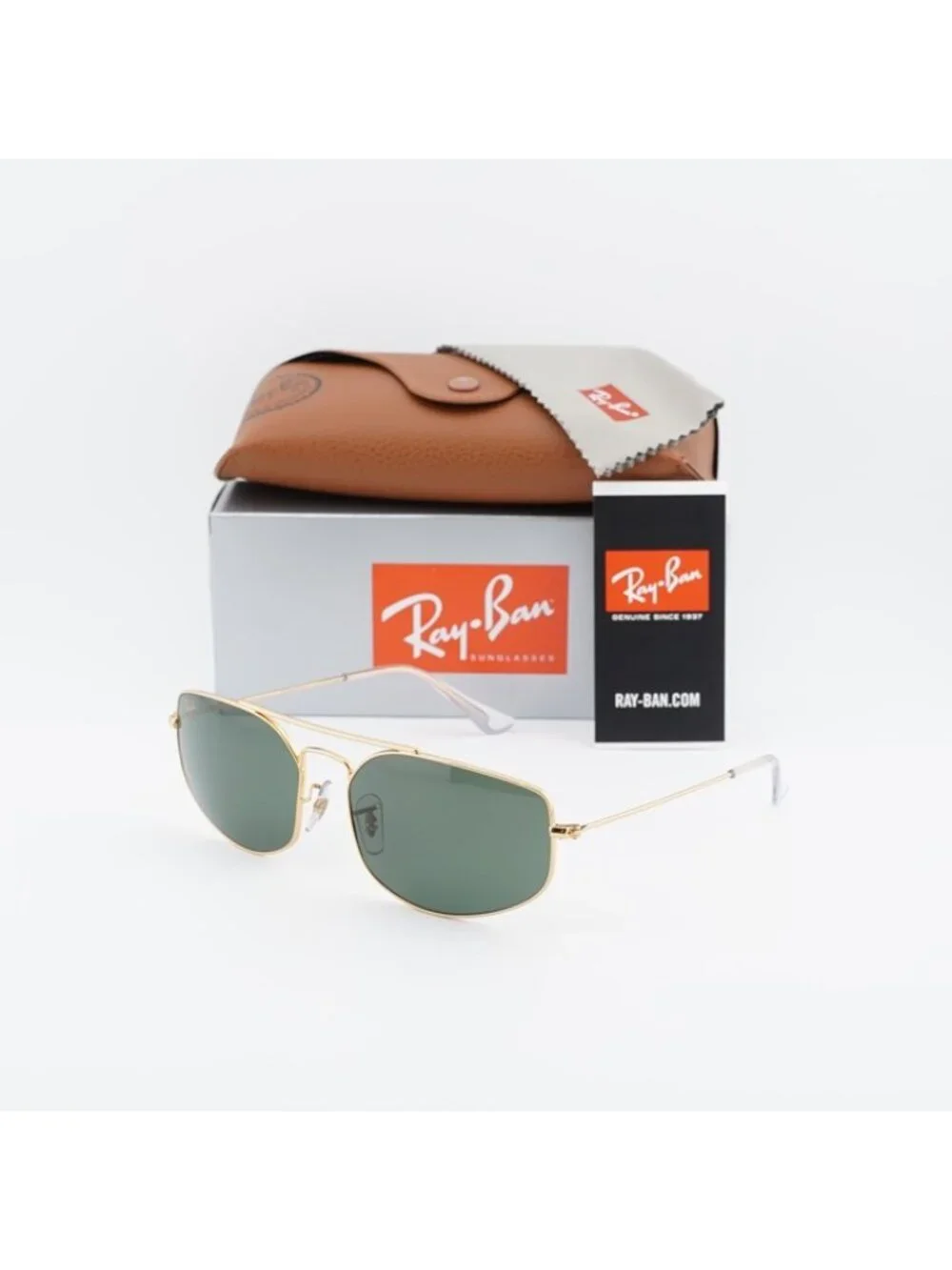 Ray-Ban RB3845 919631 Sunglasses Legend Gold Square Frame, G-15 Green Lenses
